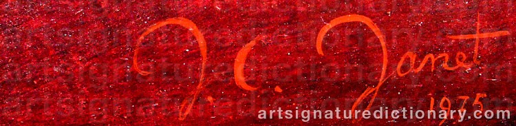 Authentic signature by Jean-Claude JANET on  artwork
