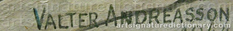 Authentic signature by Valter ANDRÉASSON on  artwork
