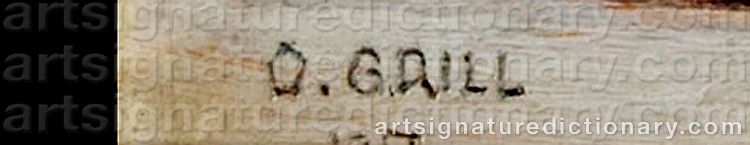 Authentic signature by Oswald GRILL on  artwork