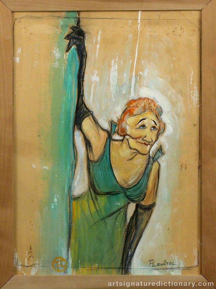 Close-up details showing Henri De TOULOUSE-LAUTREC signature forgery characteristics