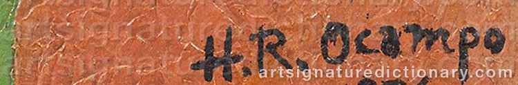 Authentic signature by Hernando Ruiz OCAMPO on  artwork