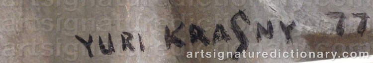 Authentic signature by Yuri Mihailovich KRASNY on artwork