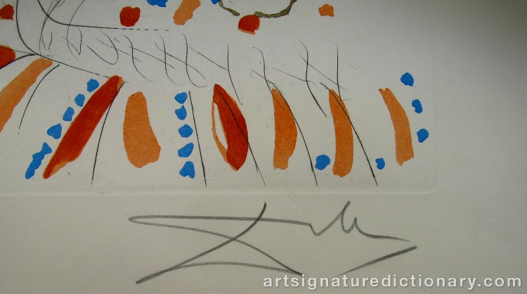 Close-up details showing Salvador DALI signature forgery characteristics
