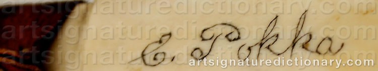 Authentic signature by E. (Sami Artist) POKKA on  artwork