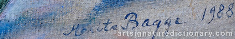 Authentic signature by Marita BAGGE on  artwork