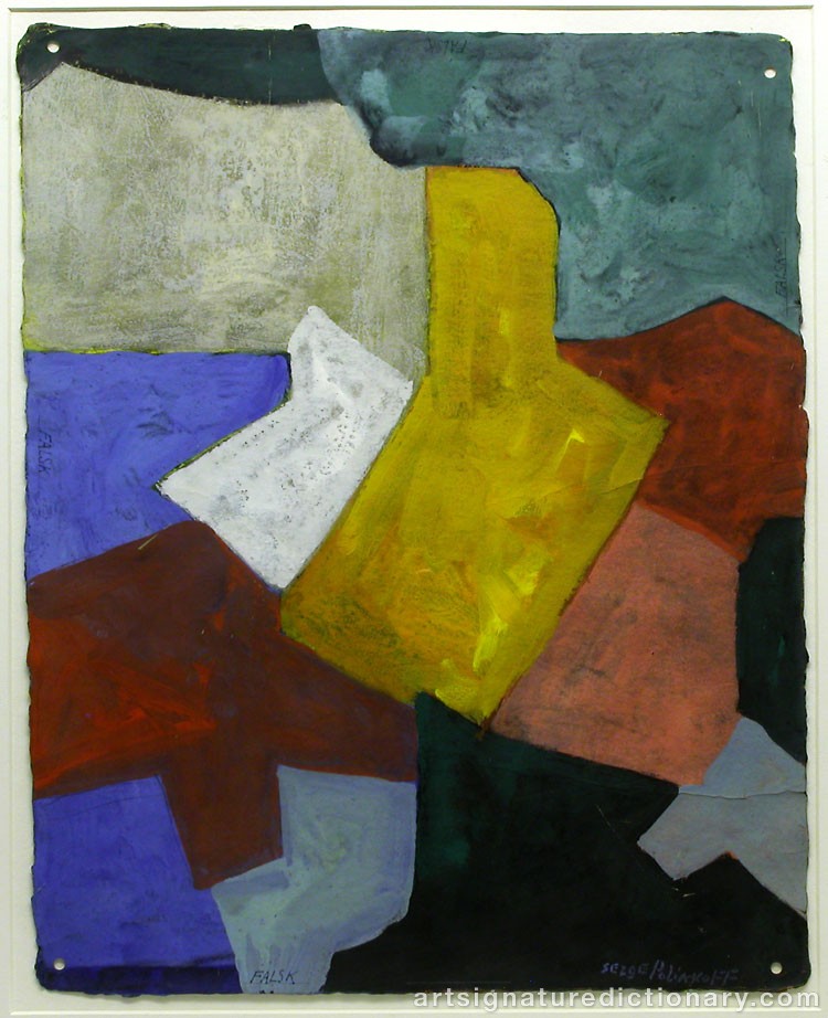 Close-up details showing Serge POLIAKOFF signature forgery characteristics