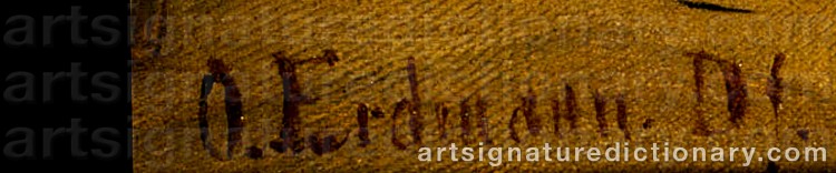 Authentic signature by Otto Wilhelm Eduard ERDMANN on Painting/Watercolour artwork