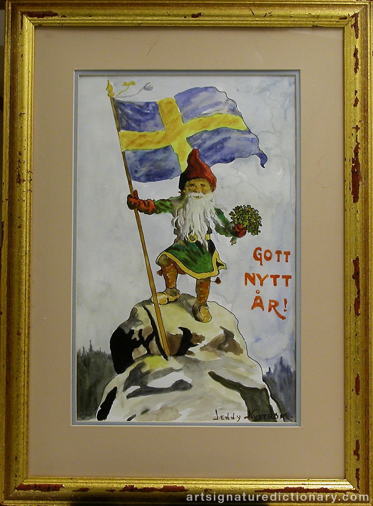 Close-up details showing Jenny NYSTRÖM signature forgery characteristics