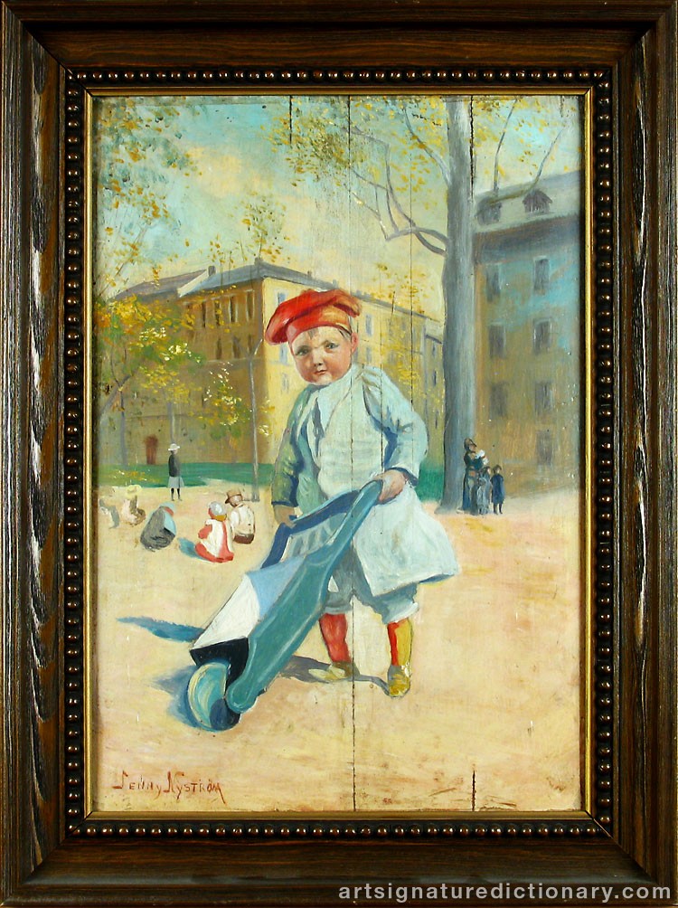 Close-up details showing Jenny NYSTRÖM signature forgery characteristics