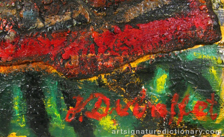 Close-up details showing Jean DUBUFFET signature forgery characteristics