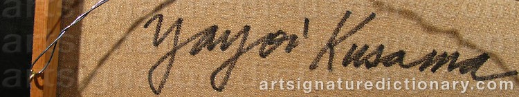 Authentic signature by Yayoi KUSAMA on  artwork