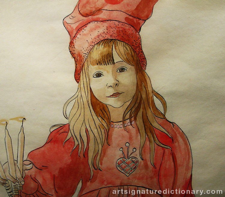 Close-up details showing Carl LARSSON signature forgery characteristics