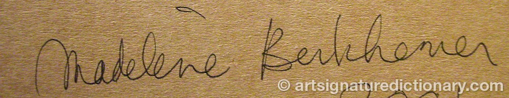 Authentic signature by Madeleine BERKHEMER on  artwork