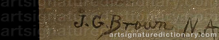 Authentic signature by John George ‘J.g.’ BROWN on Painting/Watercolour artwork