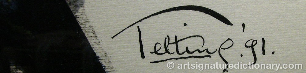 Authentic signature by Jan Quintus TELTING on artwork
