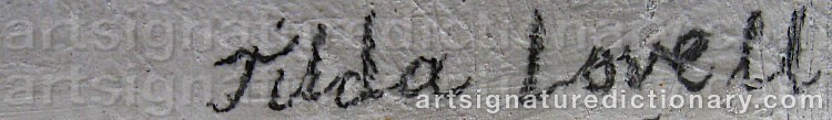 Authentic signature by Tilda LOVELL on  artwork