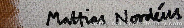 Authentic signature by Mattias NORDÉUS on  artwork