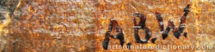 Authentic signature by Albert WALLIS on  artwork