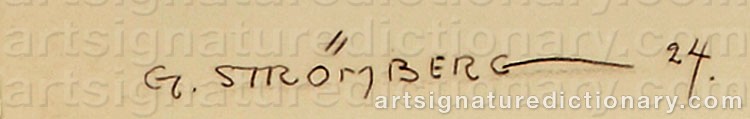 Authentic signature by G. STRÖMBERG on  artwork