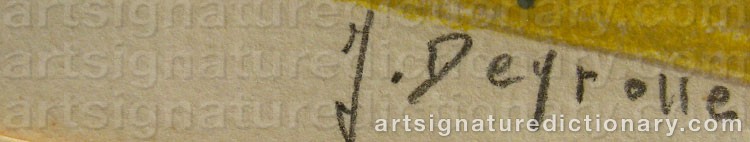 Authentic signature by Jean DEYROLLE on artwork