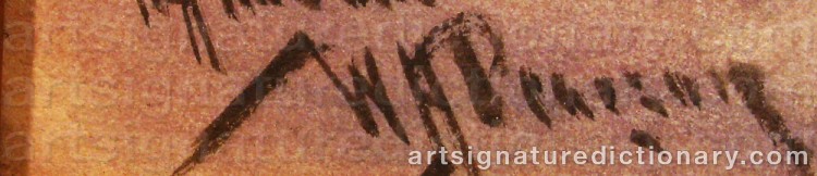 Authentic signature by William Henry PEARSON on  artwork