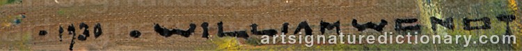 Authentic signature by William WENDT on Painting/Watercolour artwork