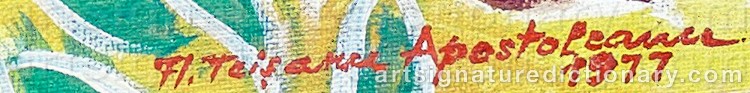 Authentic signature by Florica TEISANU APOSTOLEANU on  artwork