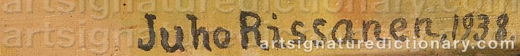 Authentic signature by Juho RISSANEN on artwork