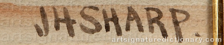 Authentic signature by Joseph Henry SHARP on Painting/Watercolour artwork