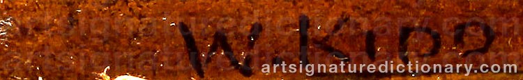 Authentic signature by William KIDD on  artwork