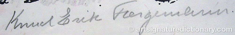 Authentic signature by Knud Erik FAERGEMANN on  artwork