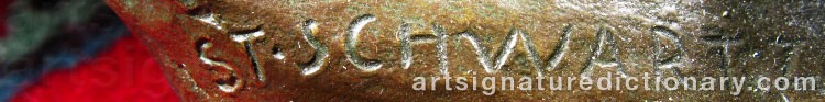 Authentic signature by S T. SCHWARTZ on  artwork