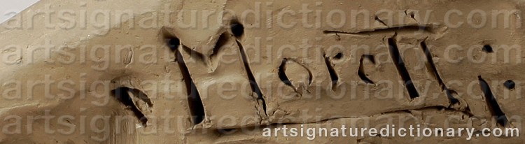 Authentic signature by Giuseppe Alessandro MORETTI on Sculpture artwork
