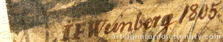 Authentic signature by Justus Fredrik WEINBERG on  artwork