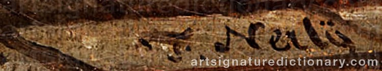 Authentic signature by Friedrich (The Elder) NERLY on  artwork