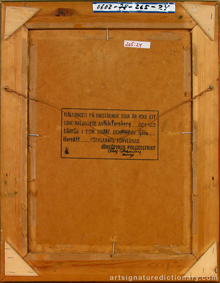 Close-up details showing Nils The Elder FORSBERG signature forgery characteristics