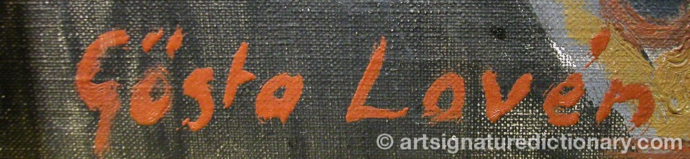 Authentic signature by Gösta LOVÈN on  artwork