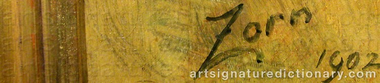 Forged signature of Anders ZORN