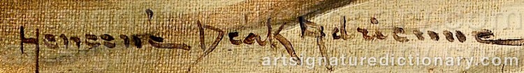 Authentic signature by Adrienne HENCZNE-DEAK on  artwork