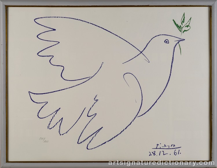 Close-up details showing Pablo PICASSO signature forgery characteristics