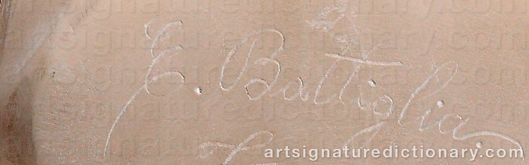 Authentic signature by Ernesto BATTIGLIA on  artwork