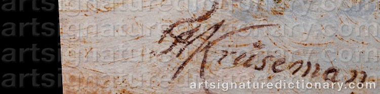Authentic signature by Frederik Marinus KRUSEMAN on  artwork