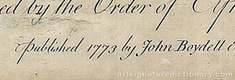 Authentic signature by John BOYDELL on  artwork