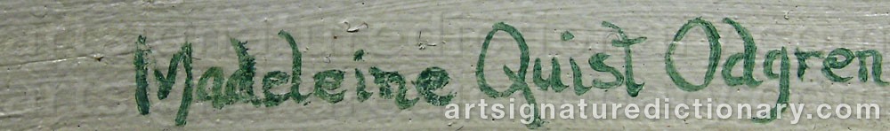 Authentic signature by Madeleine QUIST-ODGREN on Painting/Watercolour artwork