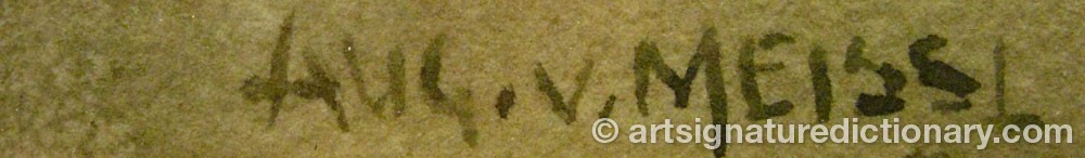 Authentic signature by August Von MEISSL on artwork