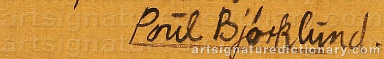 Authentic signature by Poul BJØRKLUND on  artwork