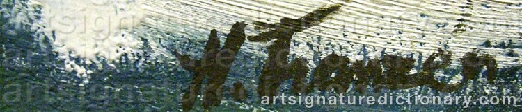 Authentic signature by Helge FRANZÉN on artwork