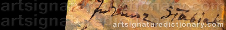 Authentic signature by Julius STABIACK on  artwork