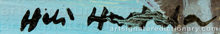 Authentic signature by Heli HUOTALA on Painting/Watercolour artwork