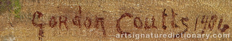 Authentic signature by Gordon Harrower COUTTS on Painting/Watercolour artwork